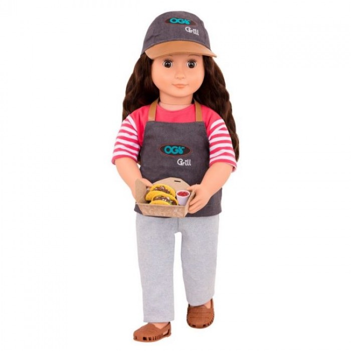 Our Generation Deluxe Food Truck Doll with Book, Skirt Version Rayna
